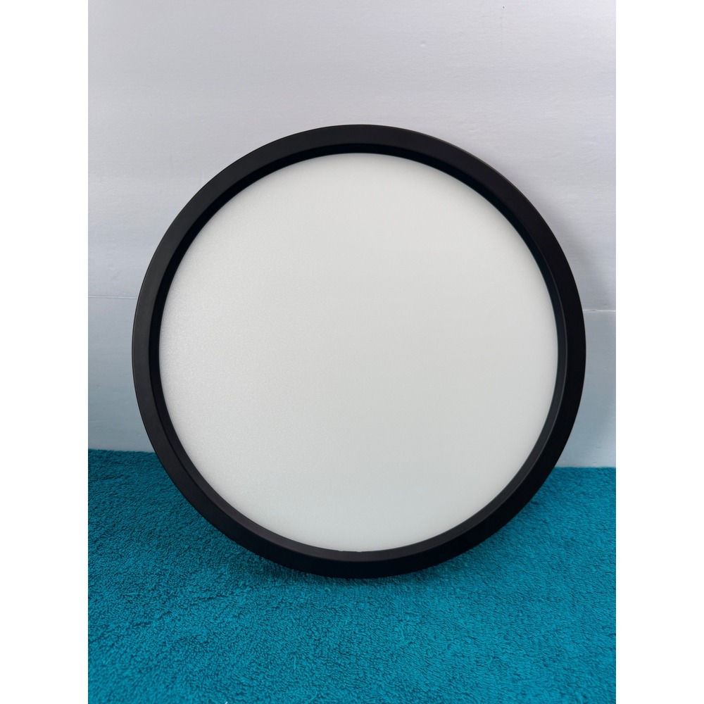 Interred 13in Modern Matte Black Round LED Ceiling Light Fixture Minimalist